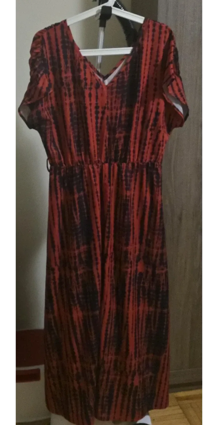 Red and Black Tie-Dye Maxi Dress