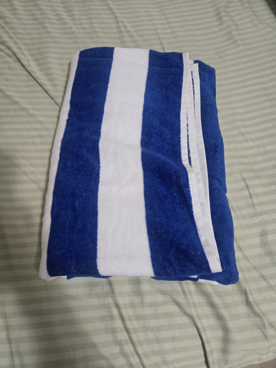 Blue and White Striped Bath Towel