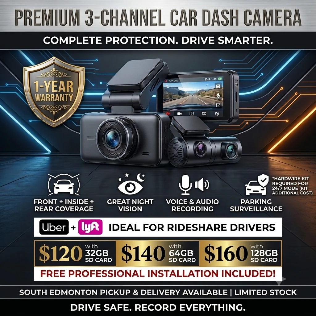 Premium 3-Channel Car Dash Camera
