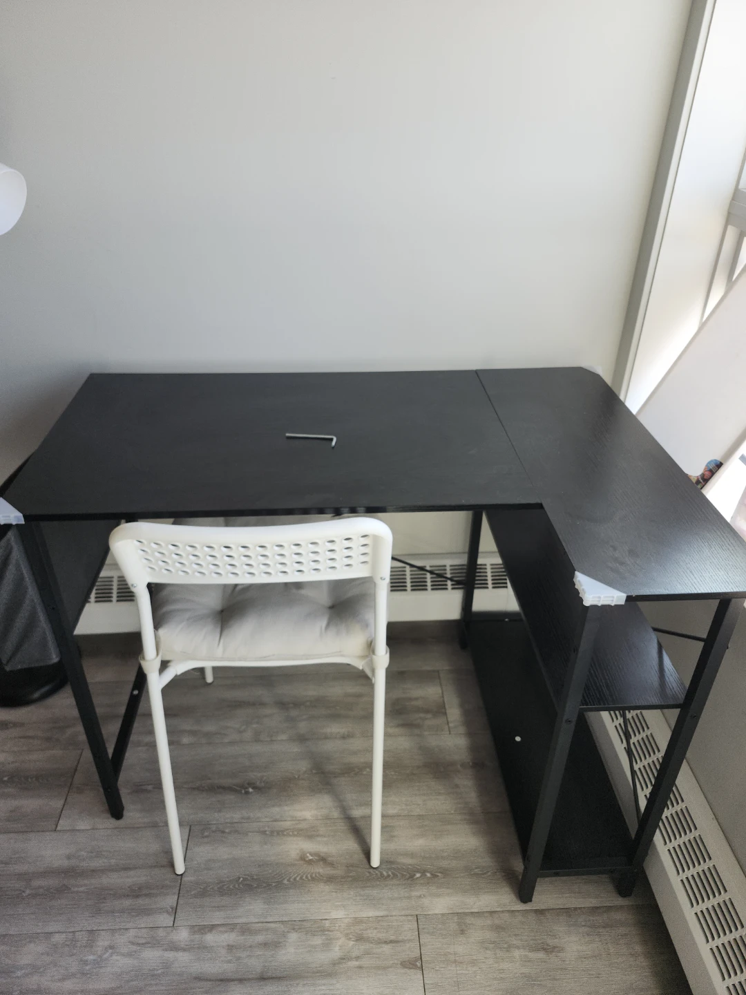 Black L-Shaped Computer Desk with Shelves - photo 3