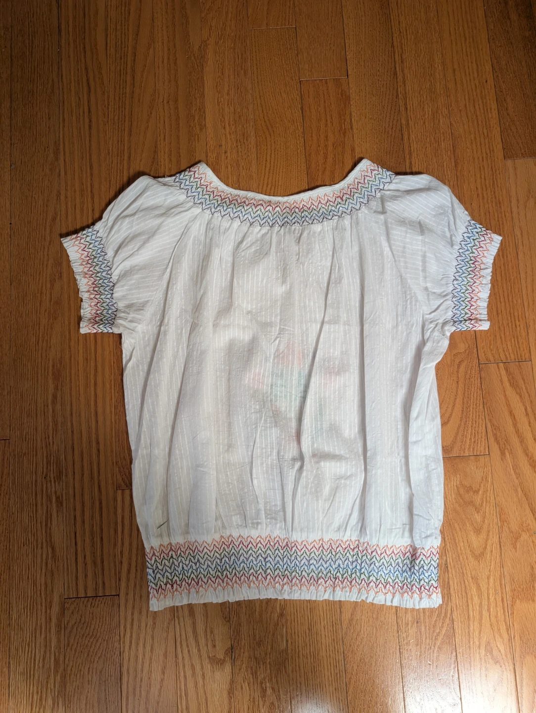 White embroidered peasant blouse size L - photo 3