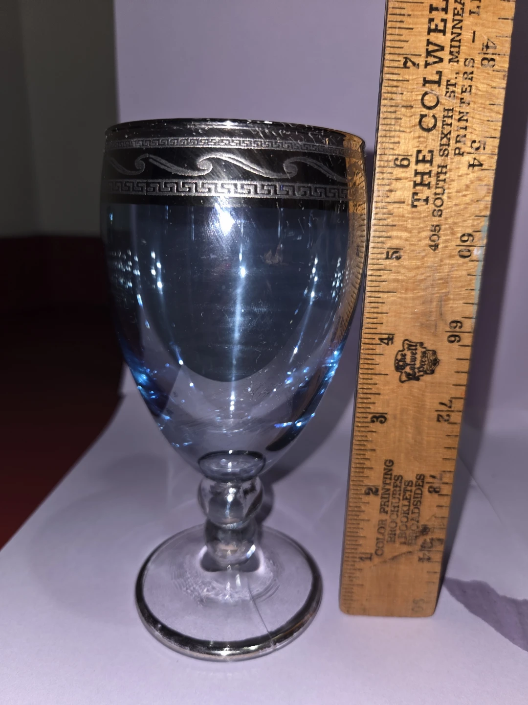 Blue Glass Goblet with Silver Rim - photo 5