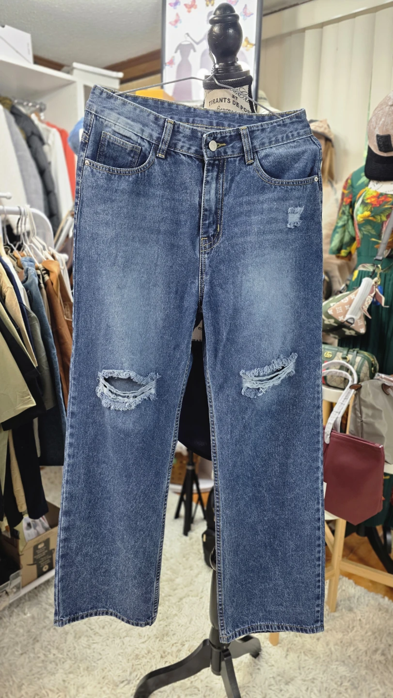 Blue Distressed Denim Jeans
