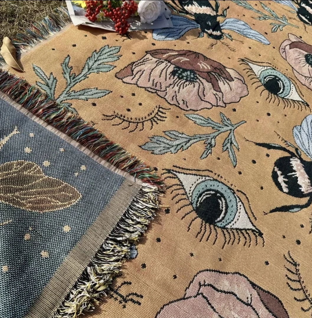 Outdoor Blanket Picnic Blanket evil eye bees boho-chic - photo 2