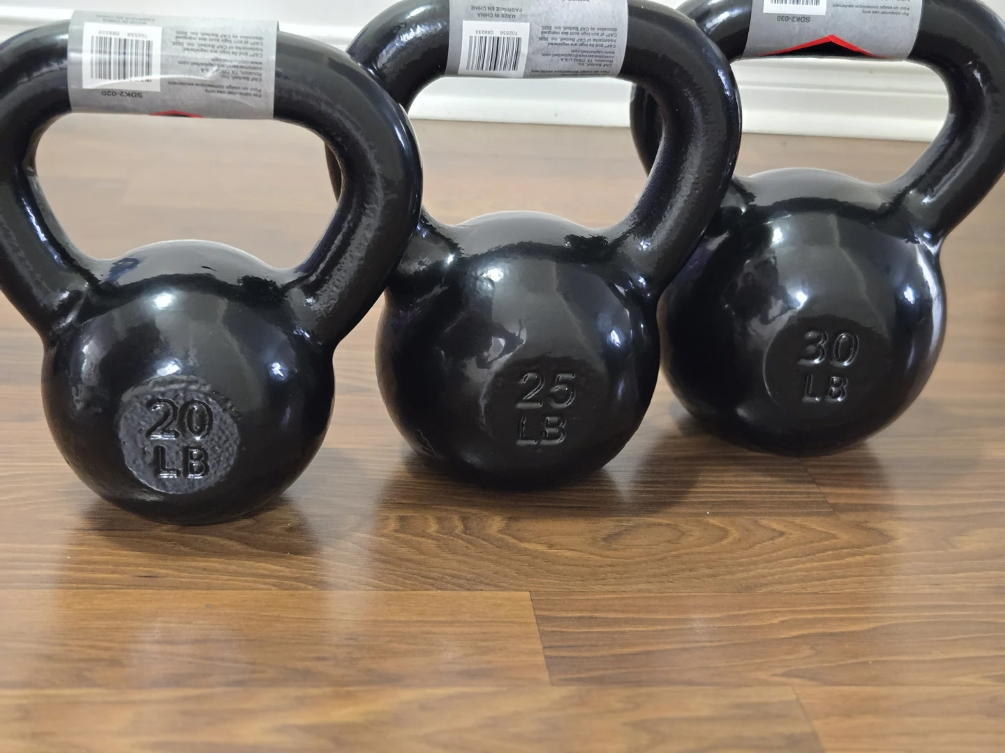 20lb, 25lb & 30lb Black Kettlebell Set (Cast Iron) - New!