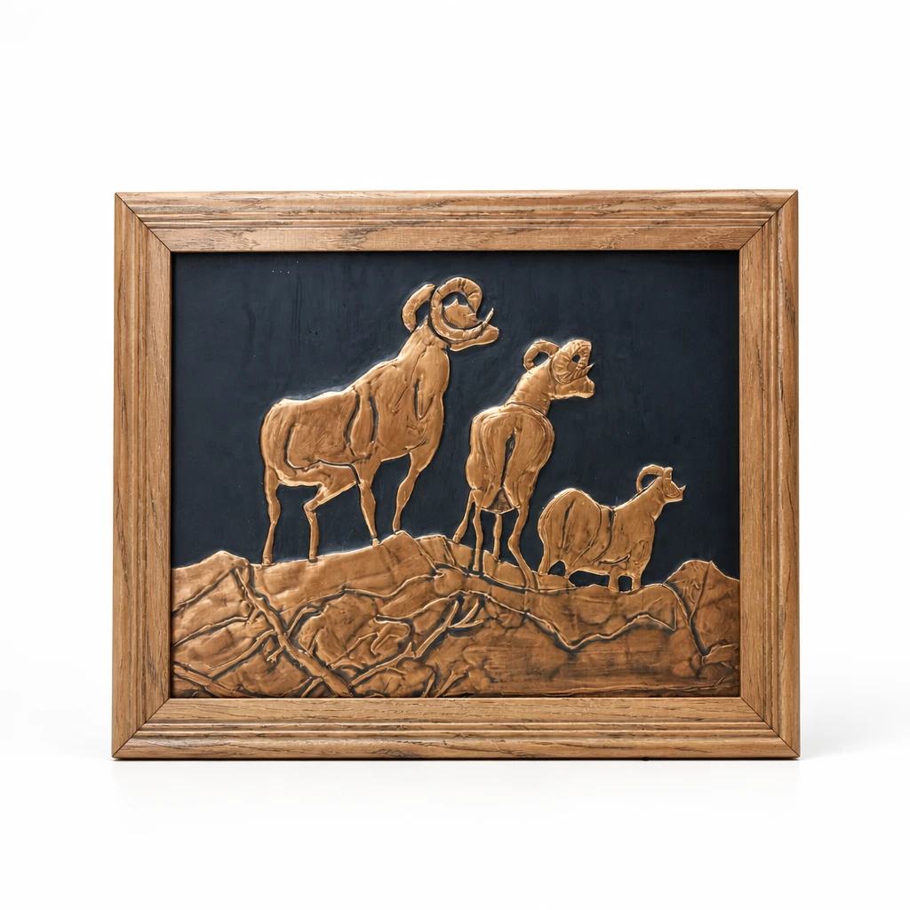 Vintage Bighorn Sheep Copper Wall Art - Early 1970s