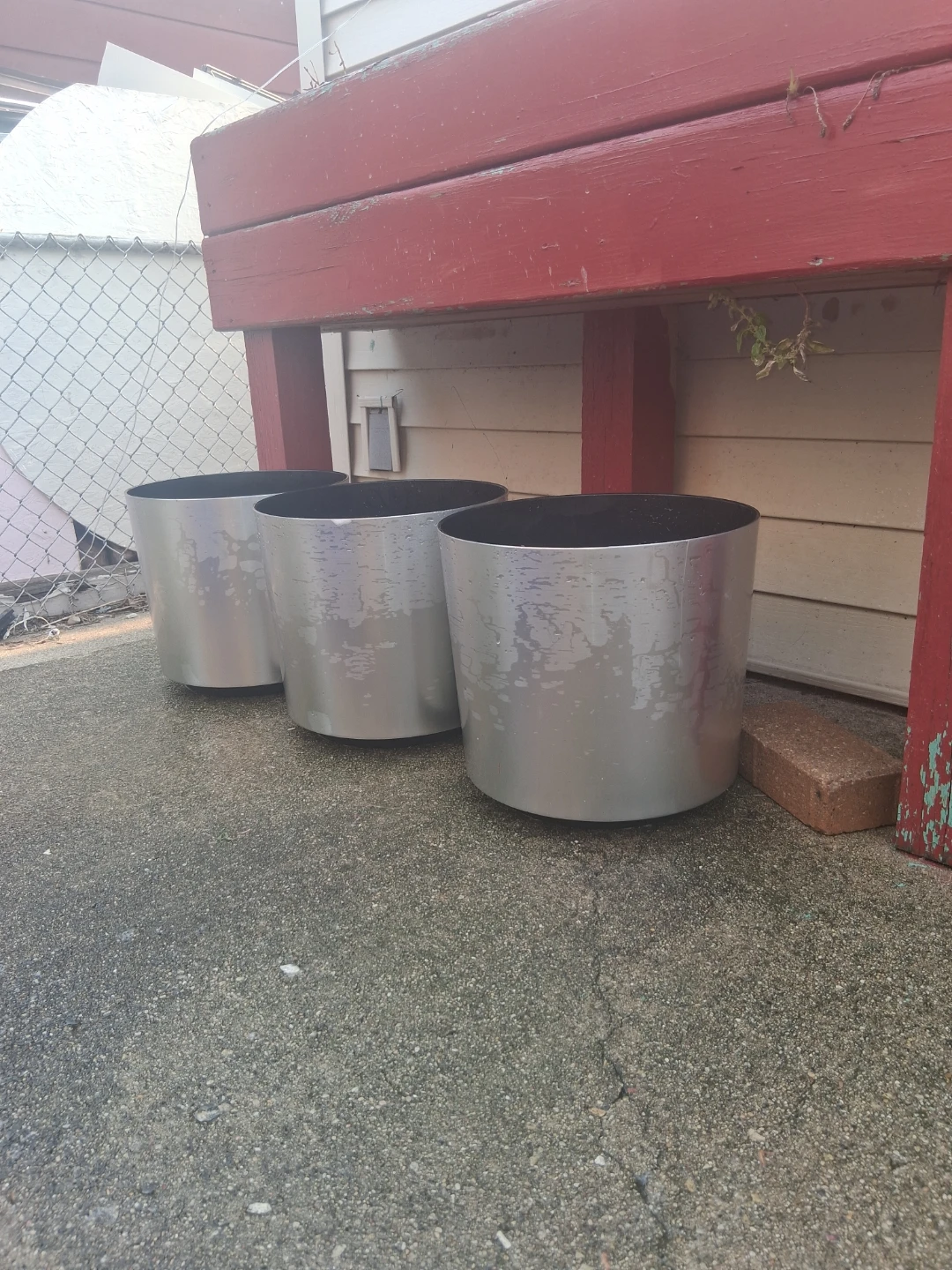 Set of 3 Silver Round Planters