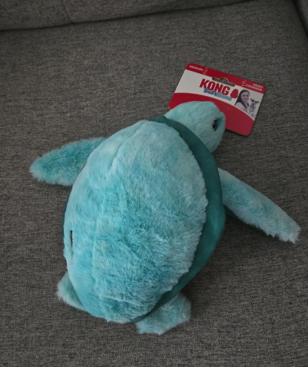 Kong SoftSeas Turtle Plush Squeaker Crinkle Dog Toy - Large