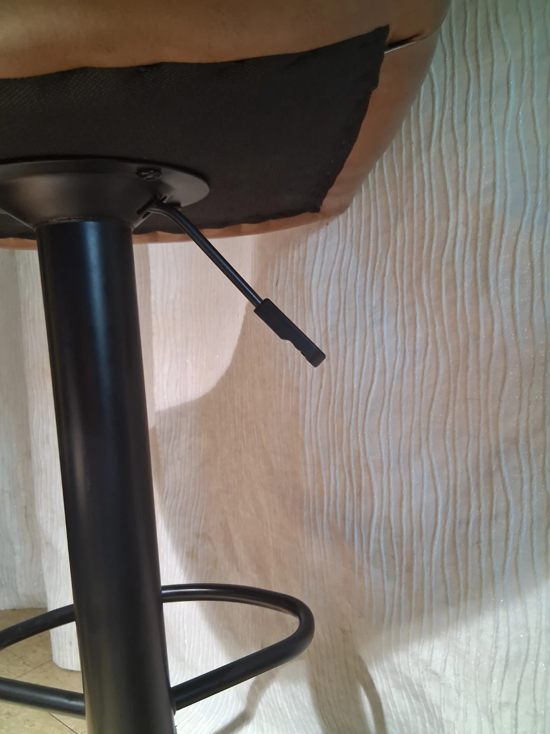 Adjustable Swivel Bar Stool - Tan Faux Leather - photo 2