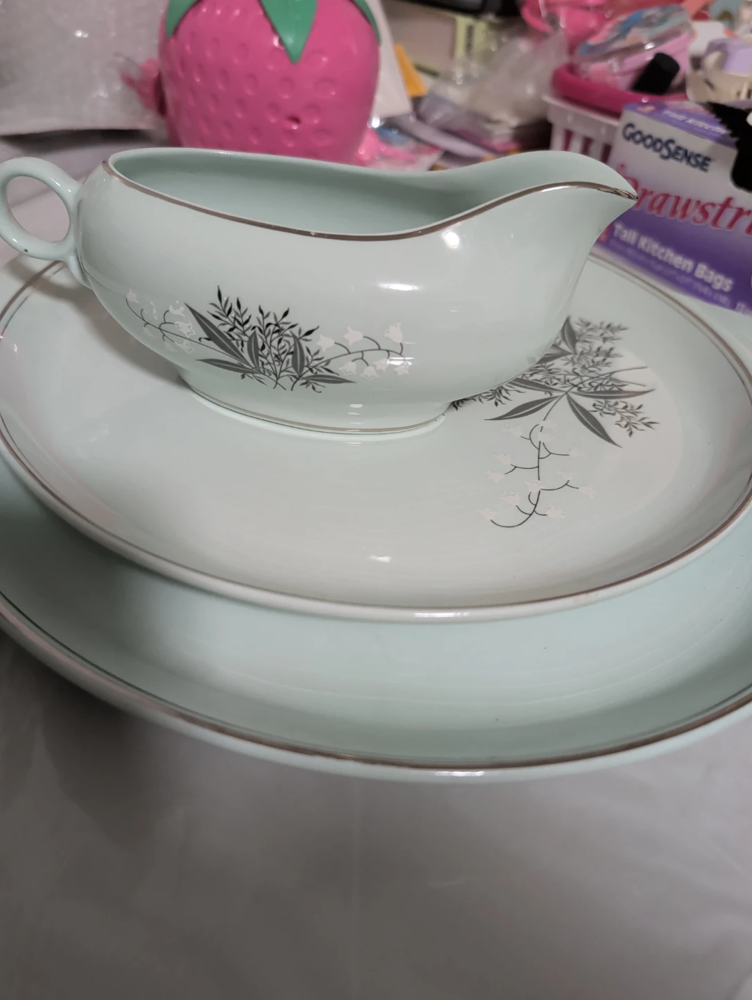Vintage Dinnerware Set - Light Blue lily of the valley flowers - photo 4