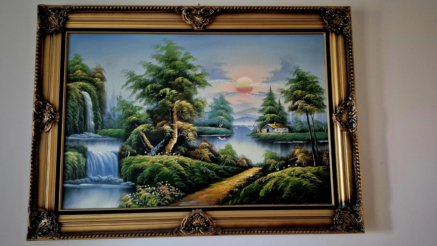 Framed Landscape Oil Painting