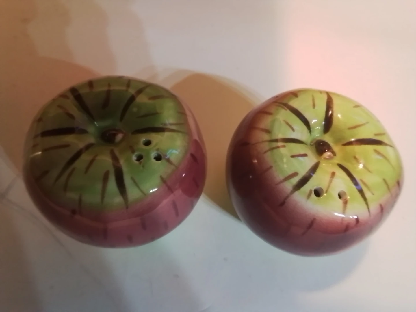Vintage Ceramic Apple Salt and Pepper Shakers