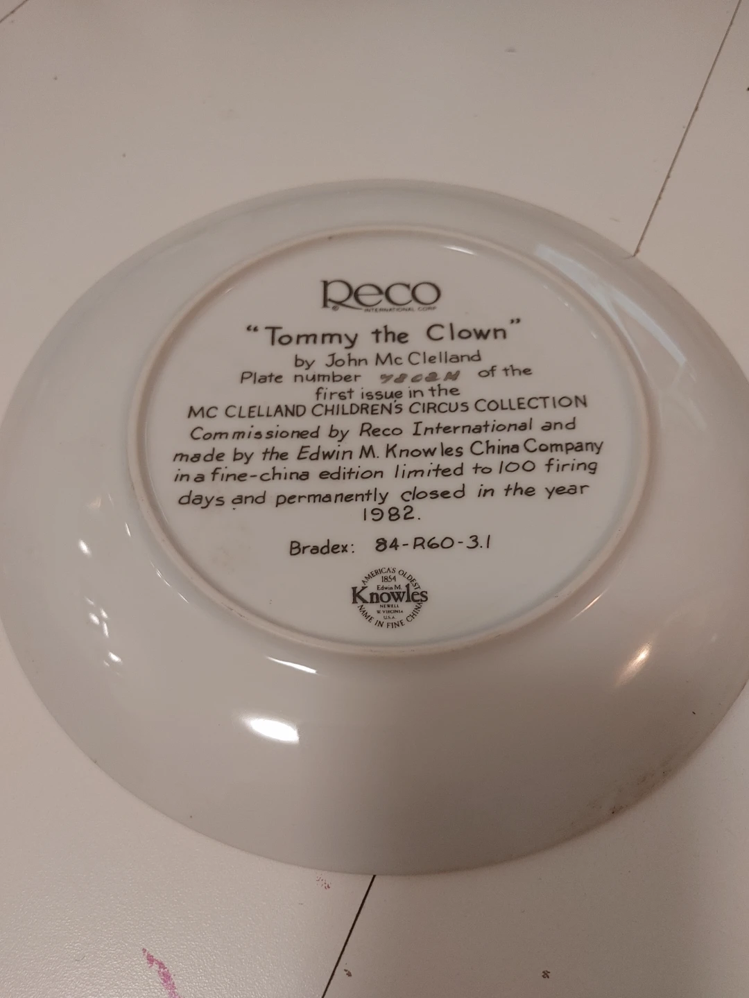 Reco "Tommy the Clown" Collector Plate by John McClelland - photo 2