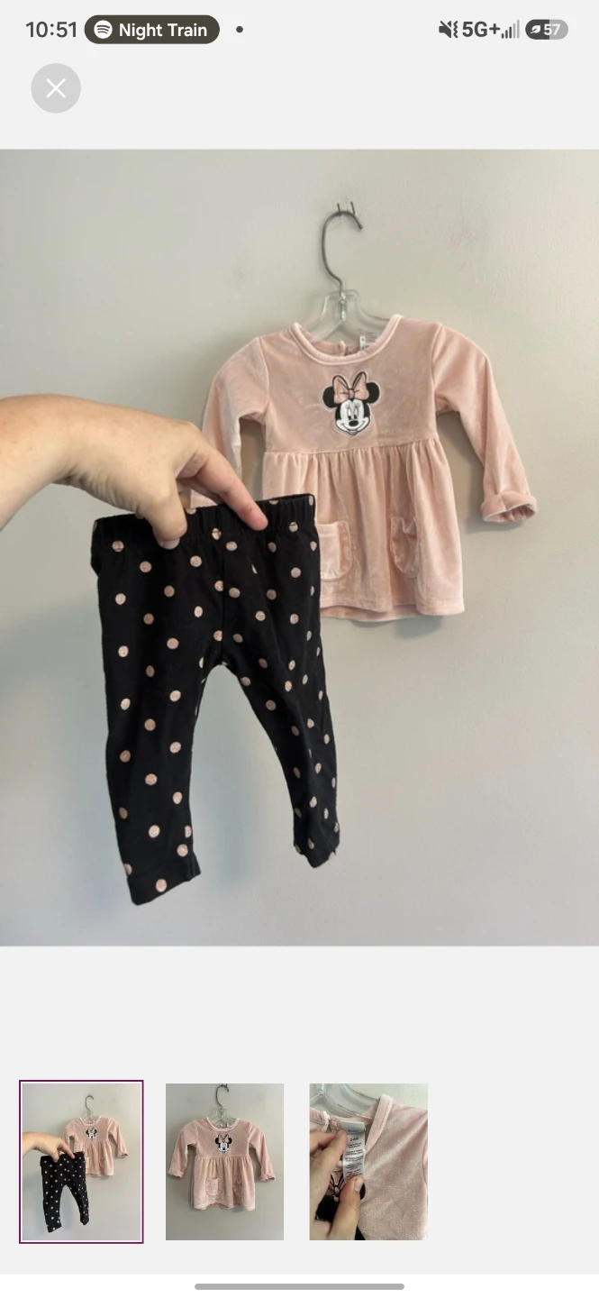 Disney Minnie Mouse Baby Outfit - 3-6 Months
