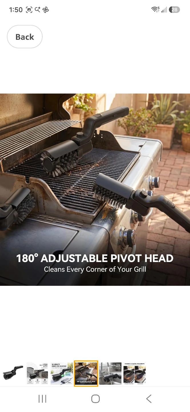 Upgrade 180° Adjustable Pivot Head Grill Brush with Scouring Pad - photo 2