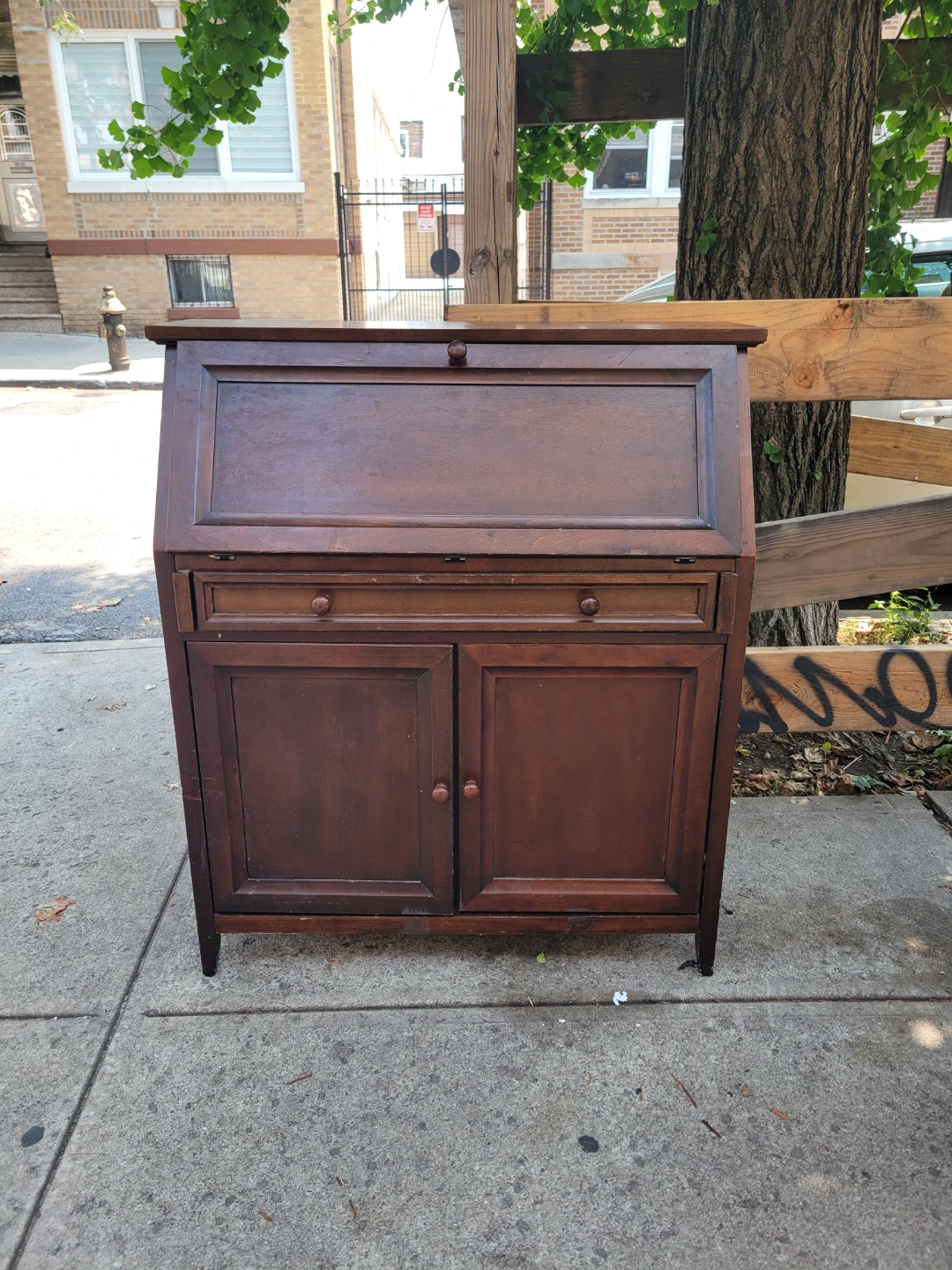 Vintage Wooden Secretary Desk with Cabinet (dresser)