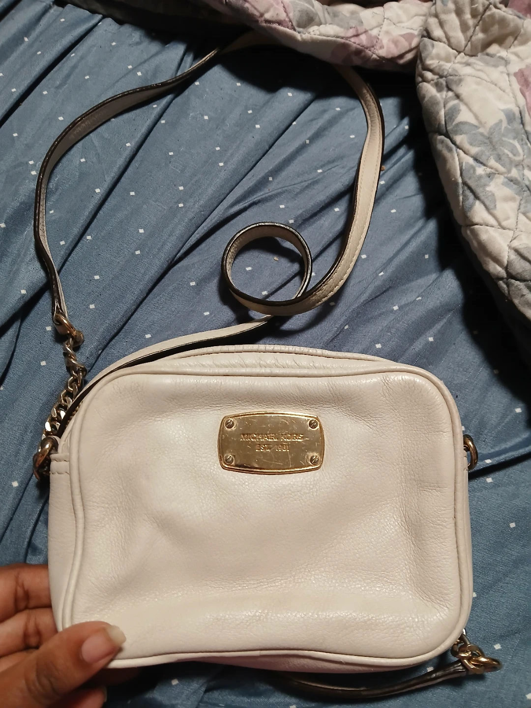 Michael Kors White Leather Camera Bag
