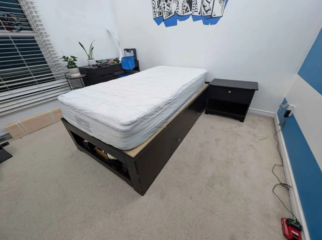 Twin bed frame w/storage on bottom - photo 2