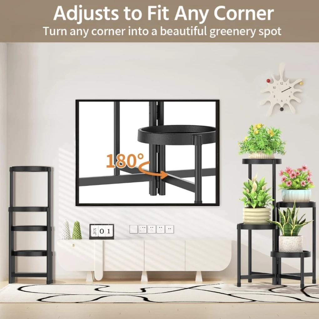 4-Tier Metal Corner Folding Plant Stand - photo 4
