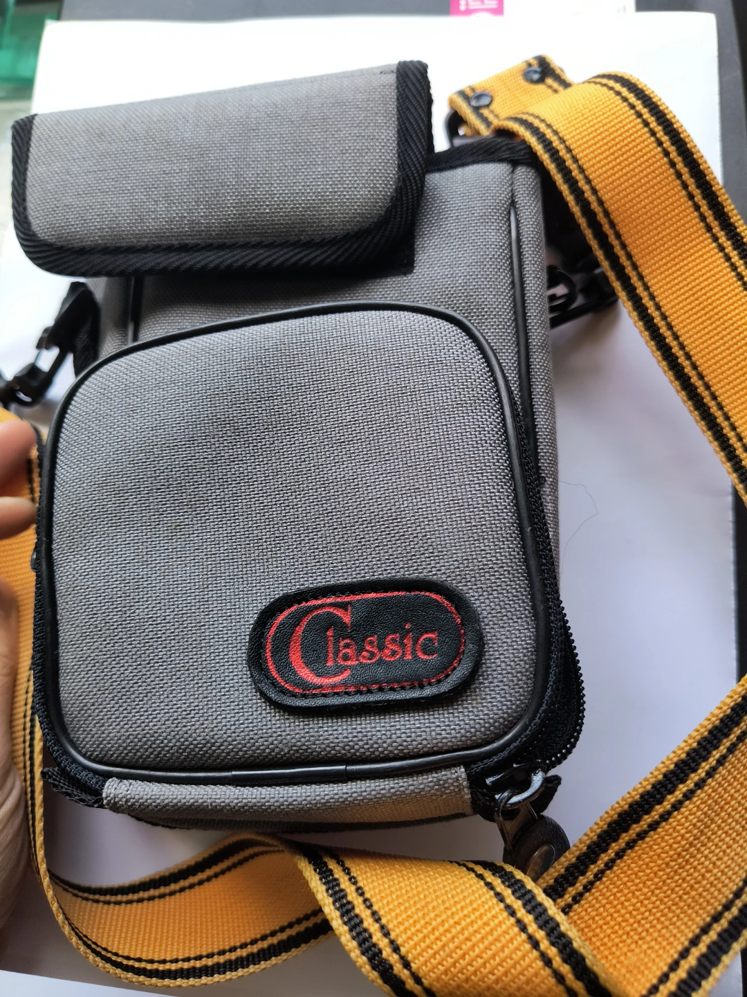 Camera Classic Grey & Yellow Crossbody Bag