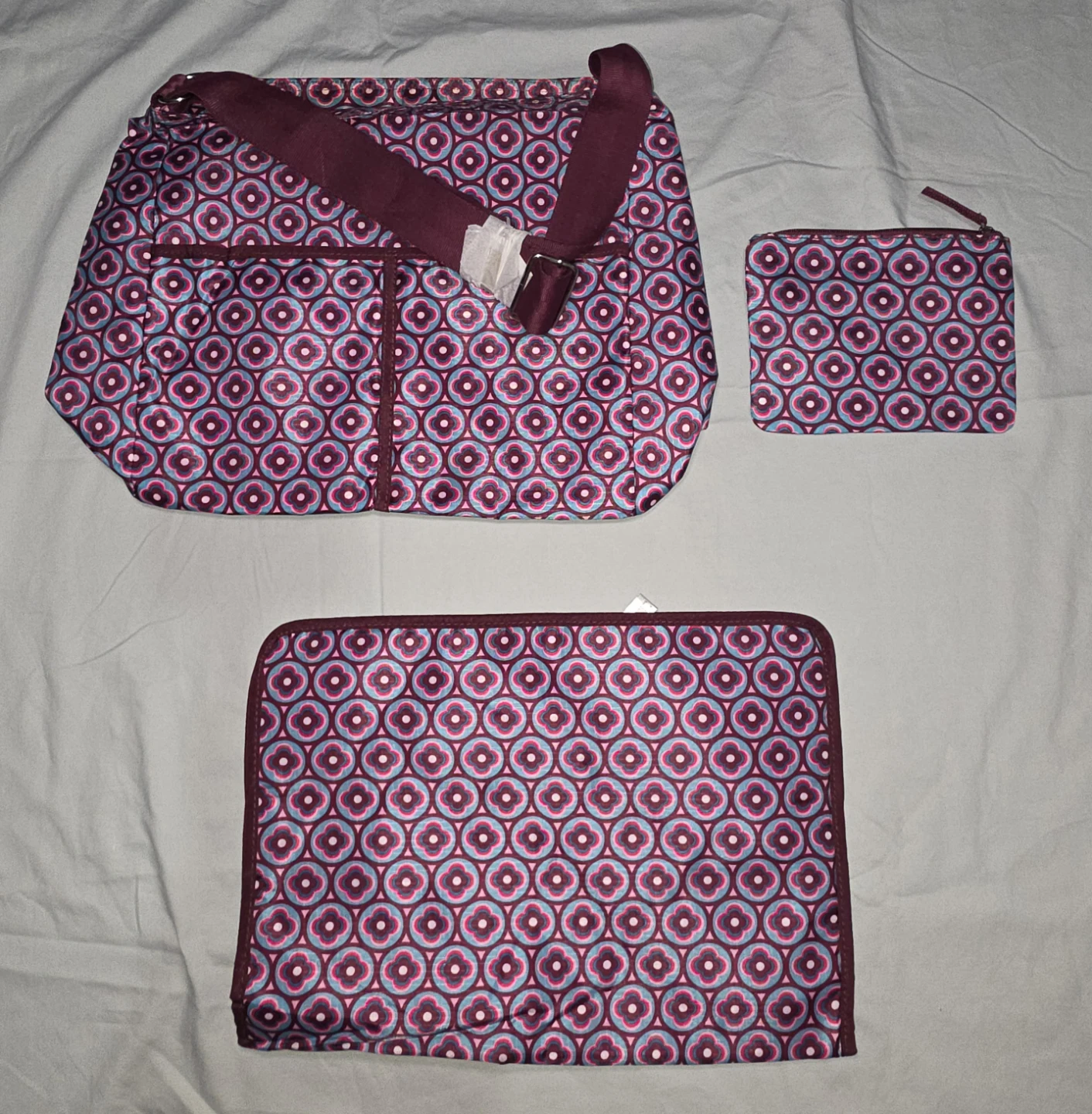3 Piece Diaper Bag Set- Bag, Changing Mat and Small Purse