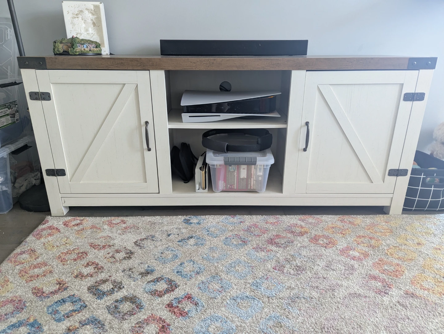 White Farmhouse TV Stand for TVs up to 65 inches