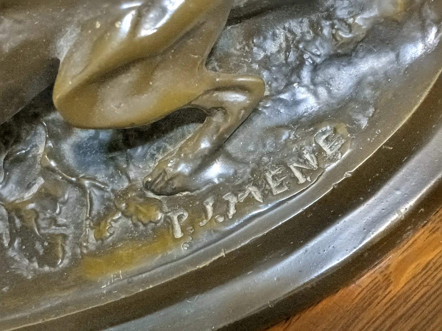 Bronze Sculpture of Dogs and Duck by P. J. Mene