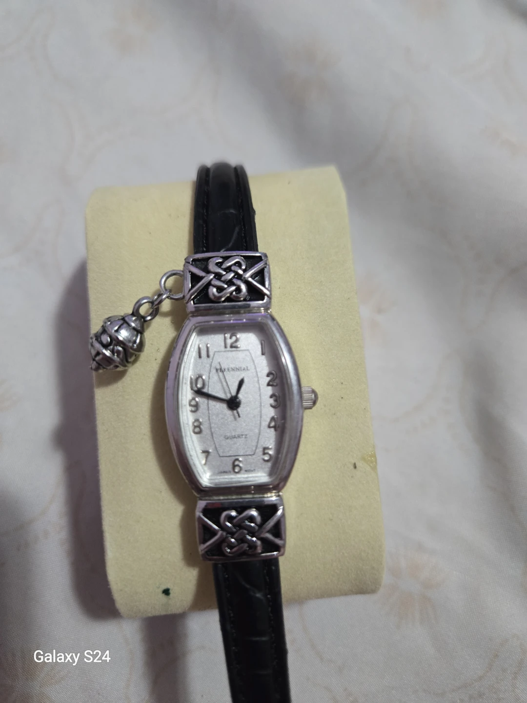 Perennial women's quartz watch with charm
