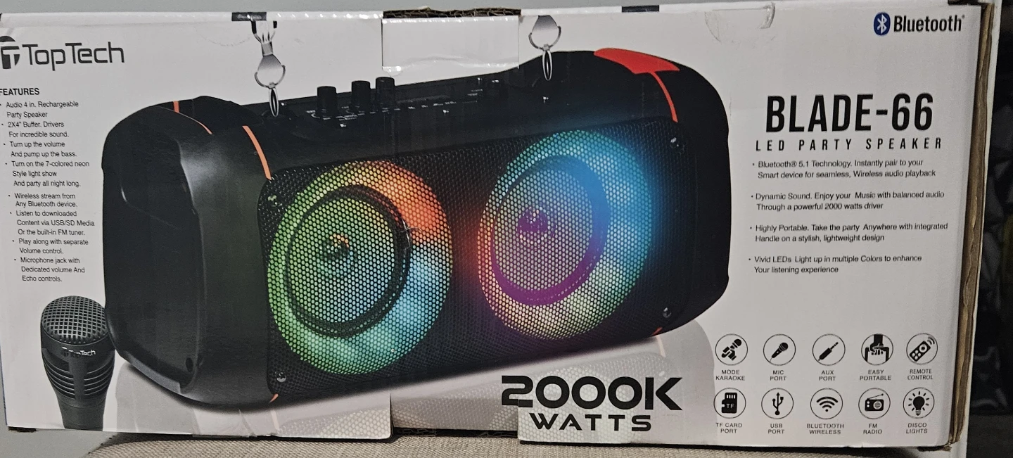 Top Tech BLADE-66 LED Party Speaker with Bluetooth - photo 2