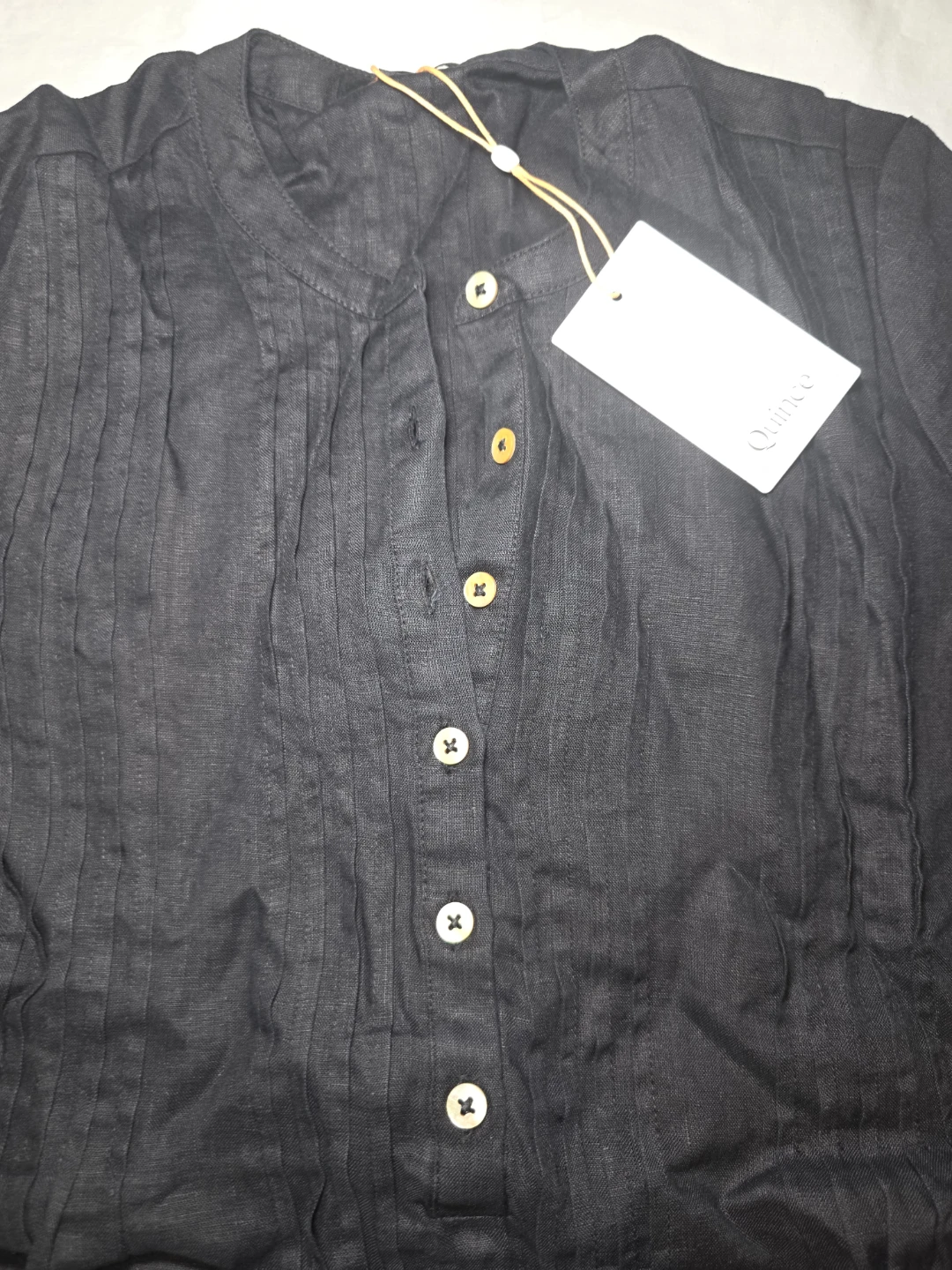 Quince Black Linen Blend Shirt Dress - photo 3