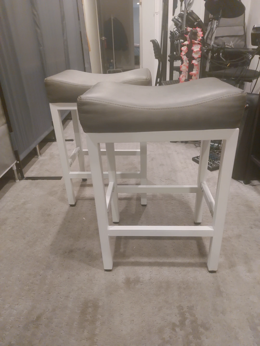 Set of 2 Gray Bar Stools