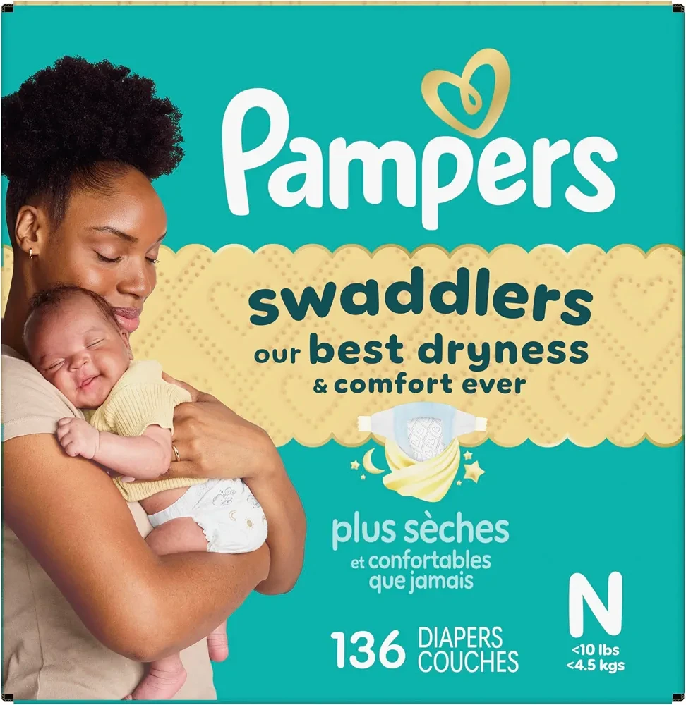 Pampers Swaddlers Diapers, Size 0 (up to 10 lbs), 68 Count - photo 2