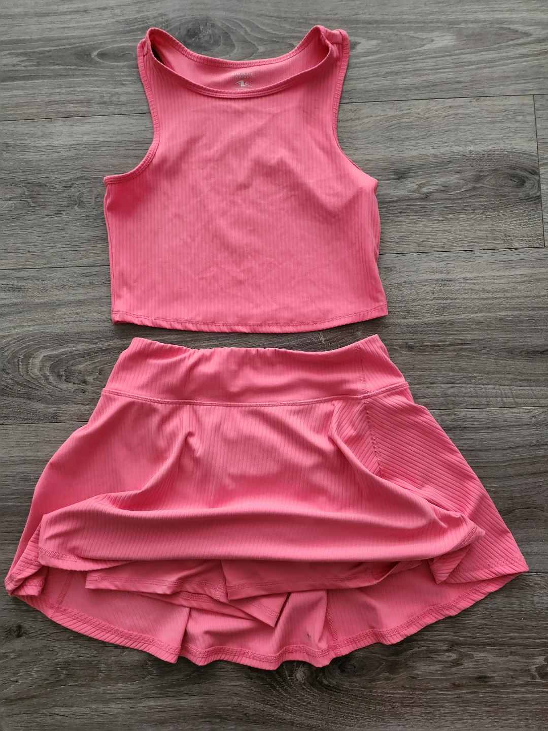 Athletic Works Pink Ribbed Tank Top & Skirt Set