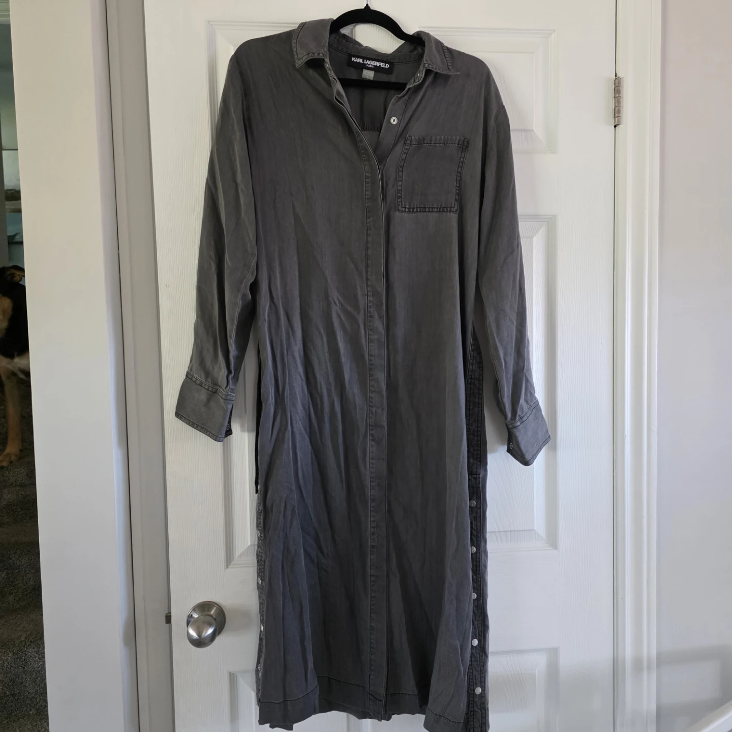 Karl Lagerfeld Paris Grey Button-Up Shirt Dress with Belt - photo 3