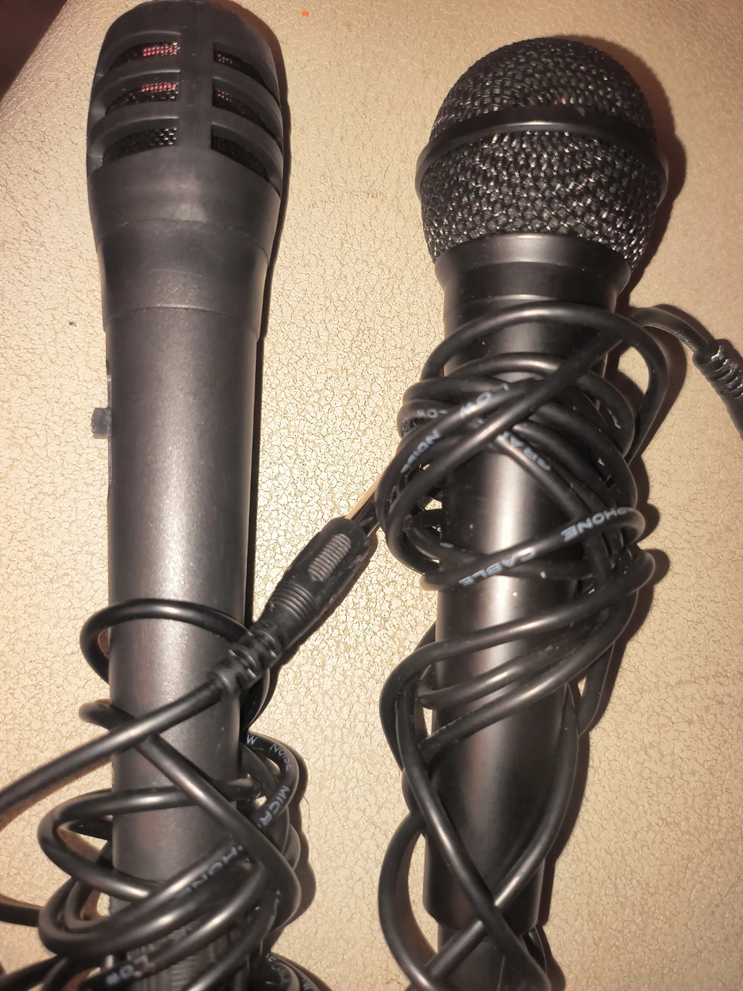 2x Black Microphones with Cables