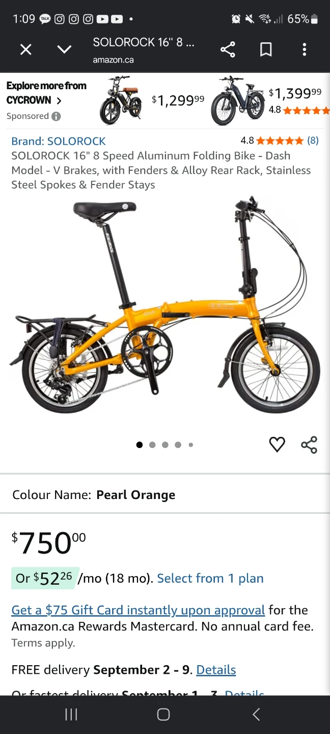 Solorock Orange Folding Bike - photo 3