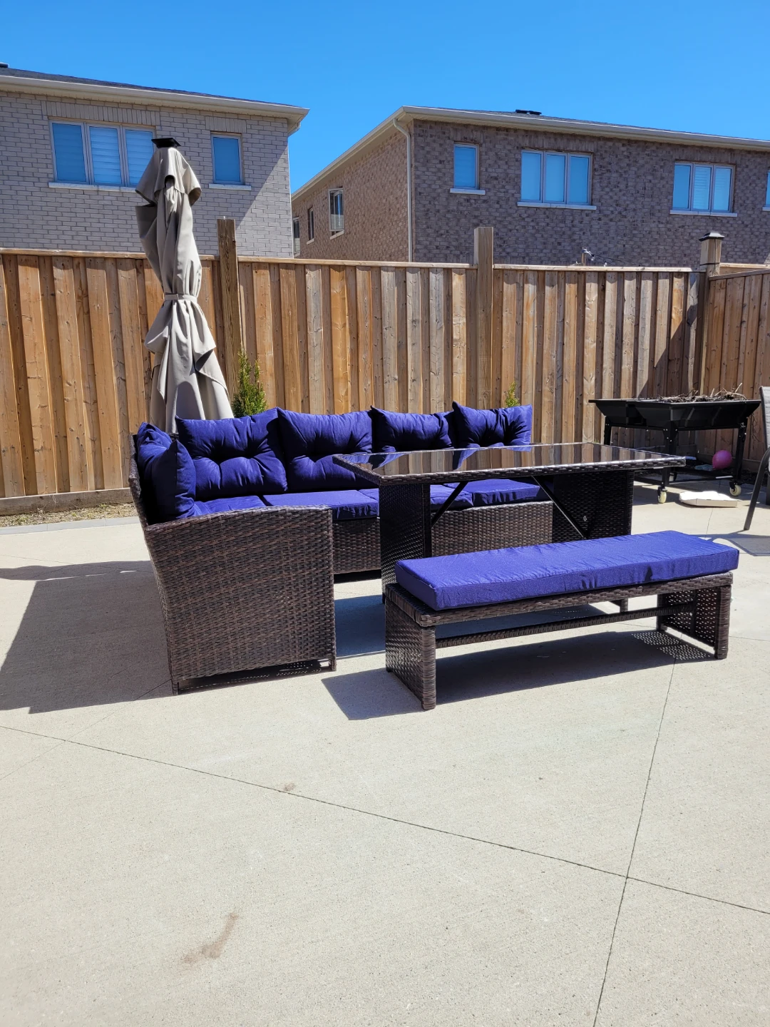 Outdoor Rattan Sectional Sofa Set with Glass Top Table - photo 4