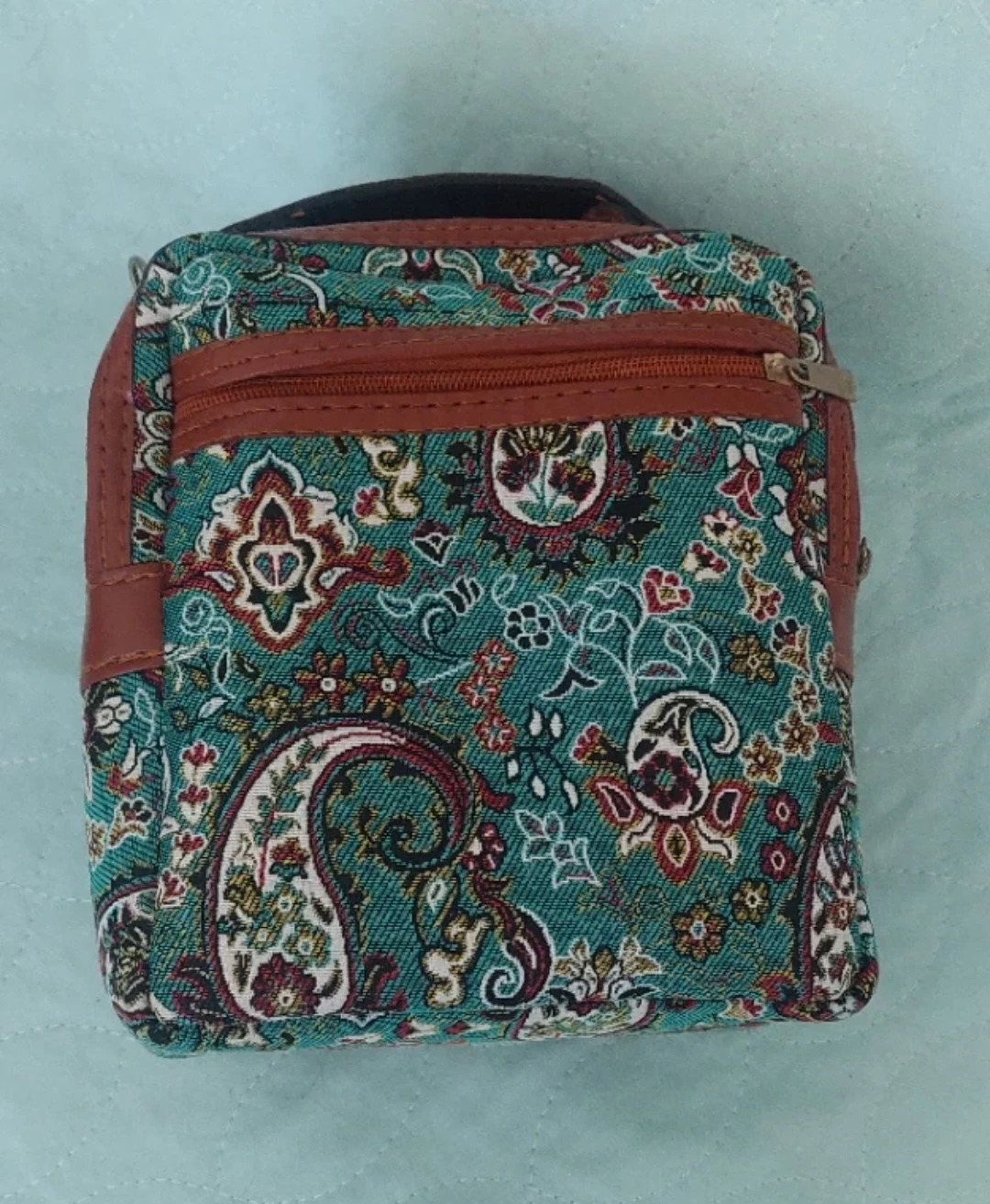 Brown Faux Leather & Paisley Print Crossbody Bag - photo 3