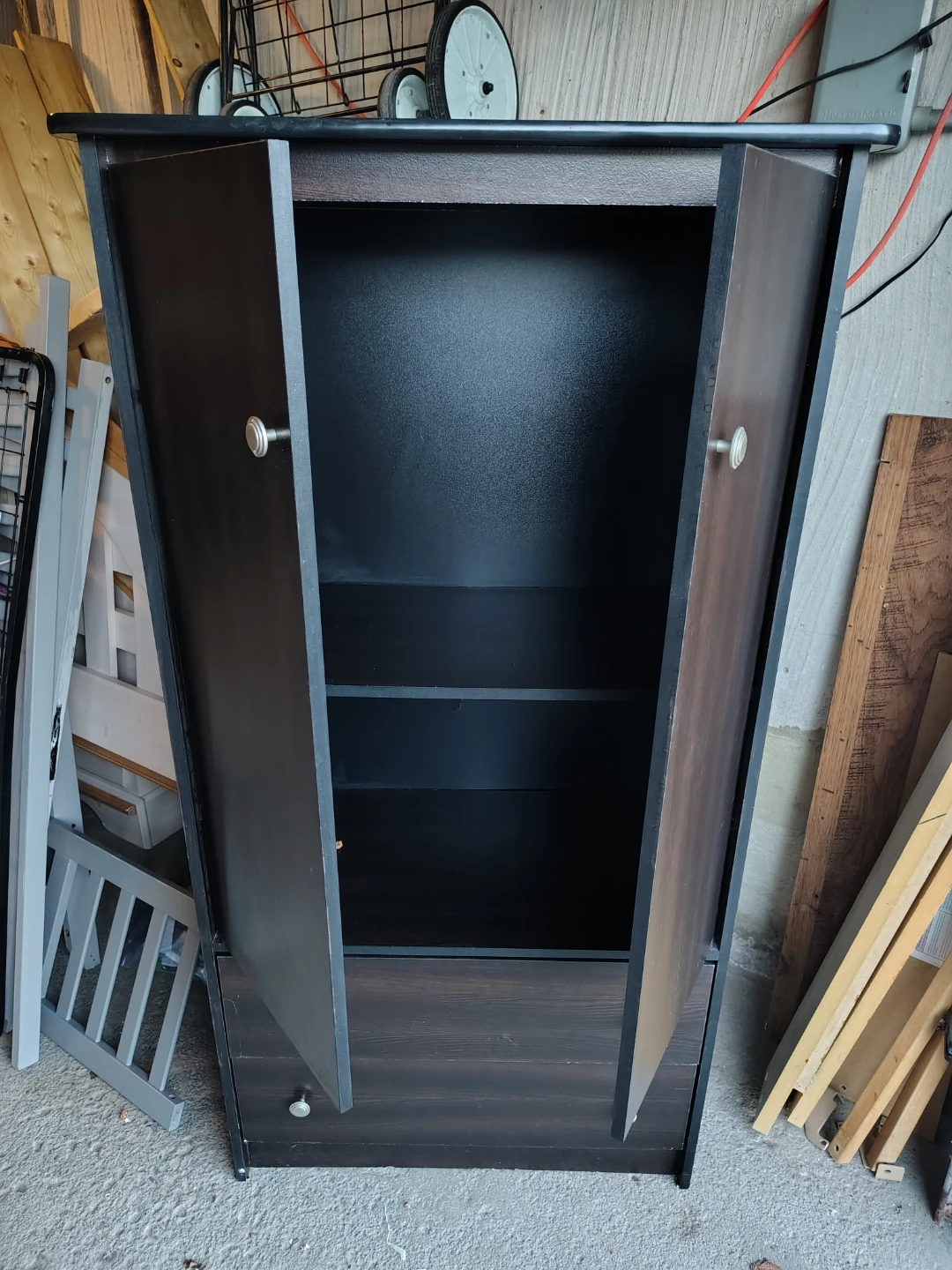 Dark Brown Wardrobe with Drawers - photo 2