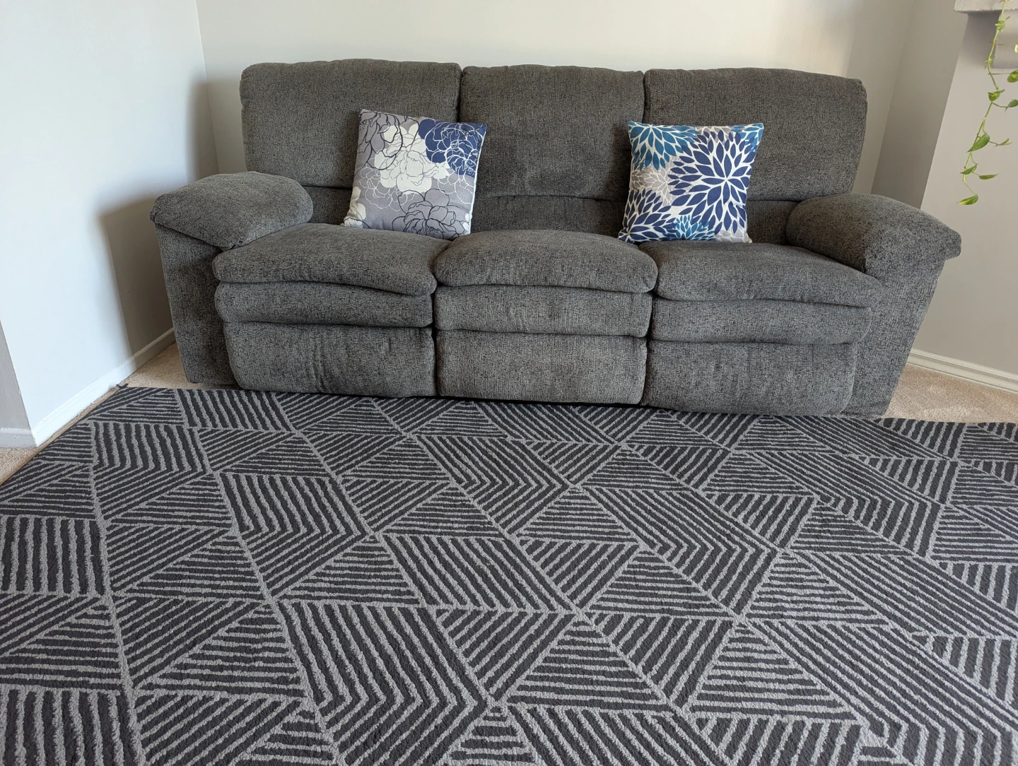 Grey Fabric Recliner Sofa - Clean, No pets/smoking