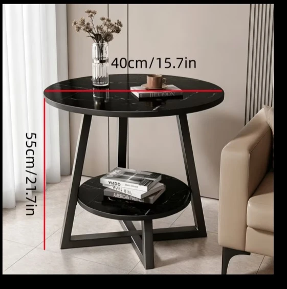 Round Side Table with Shelf - photo 5