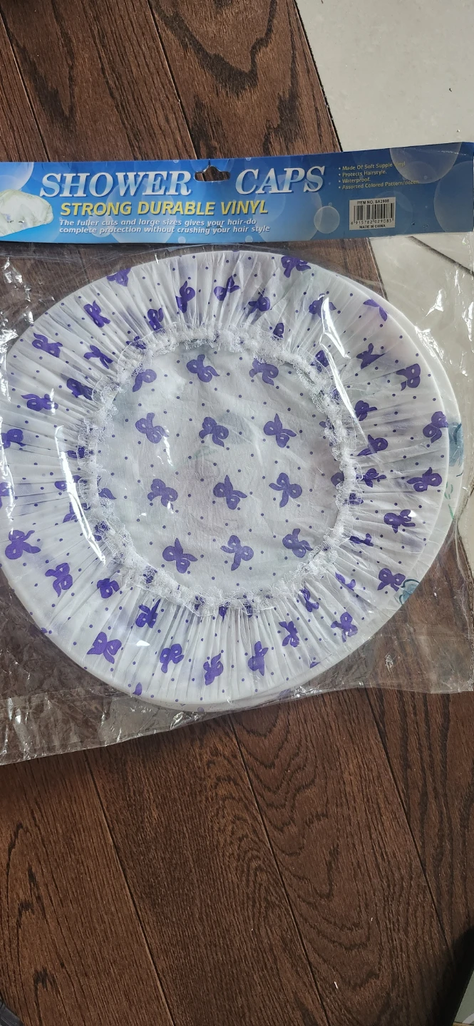3pc Waterproof Shower Caps, 11 Inch Wide with Elastic Band