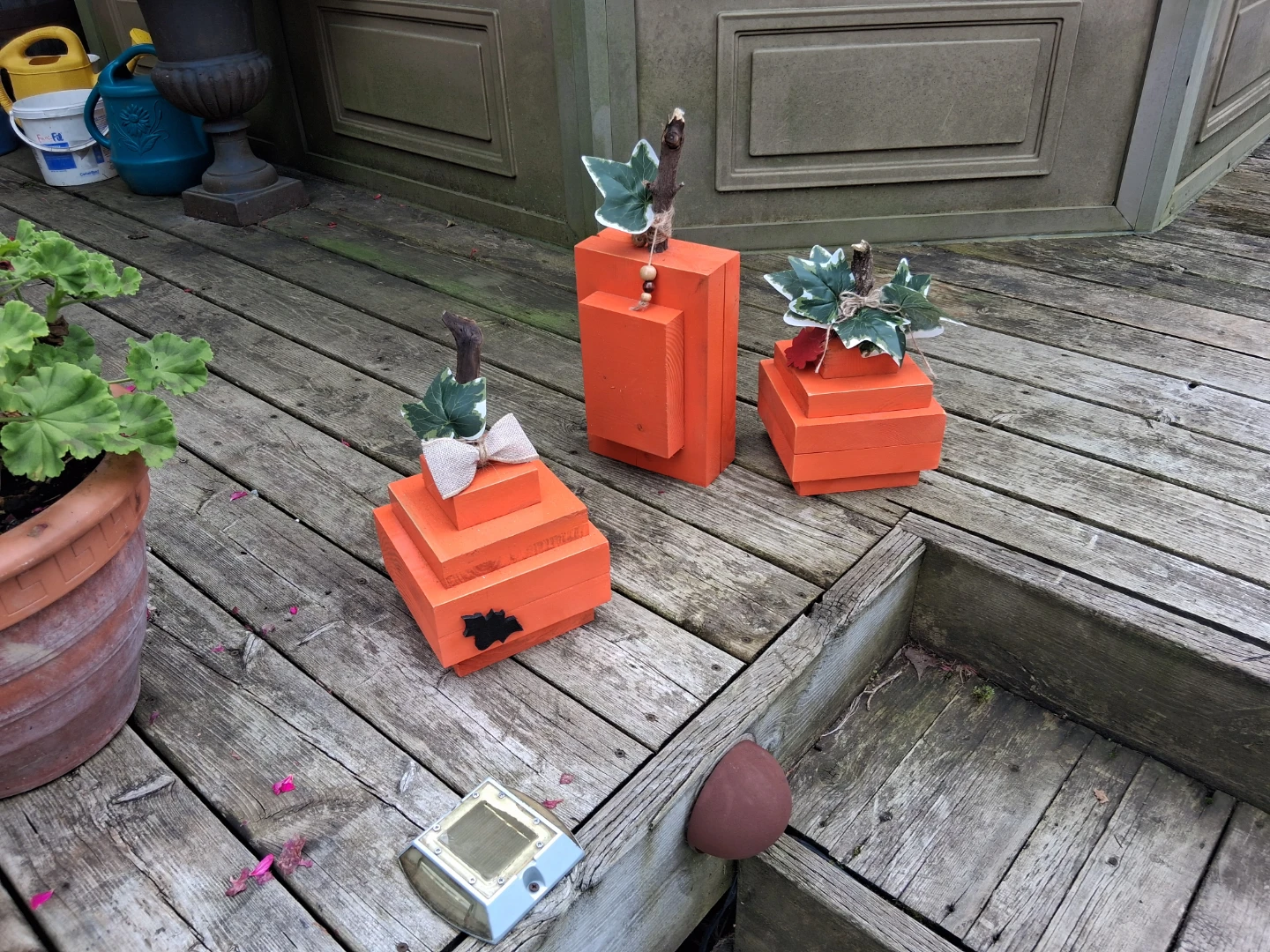 Crafted wooden pumpkins
