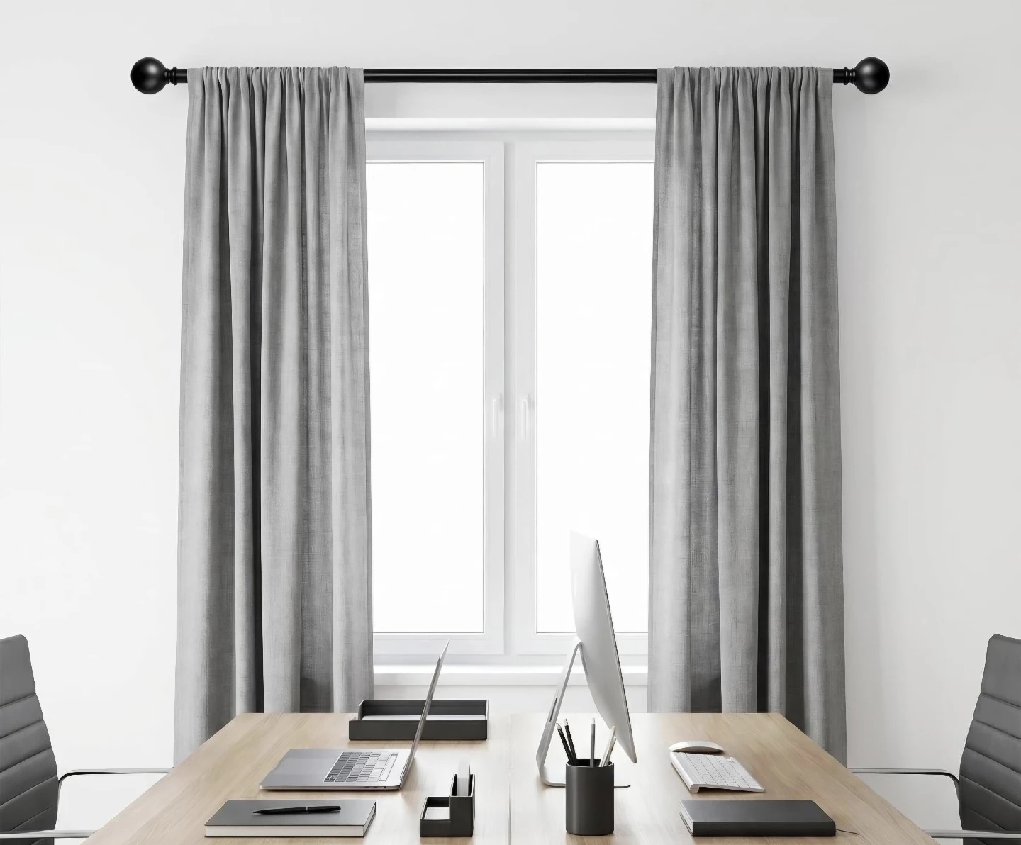 Black Curtain Rod Adjustable 41"-72", 1"Diameter - photo 2