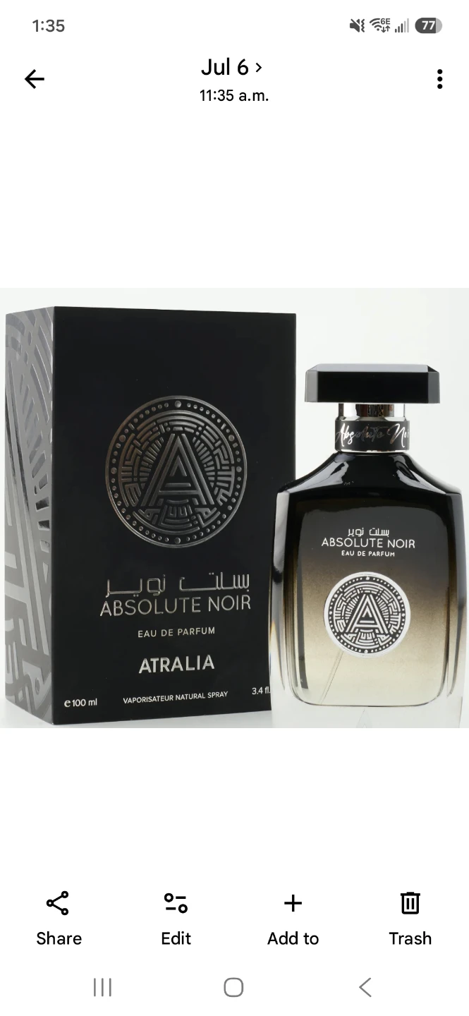 Atralia Absolute Noir Eau de Parfum for Men 100 ml