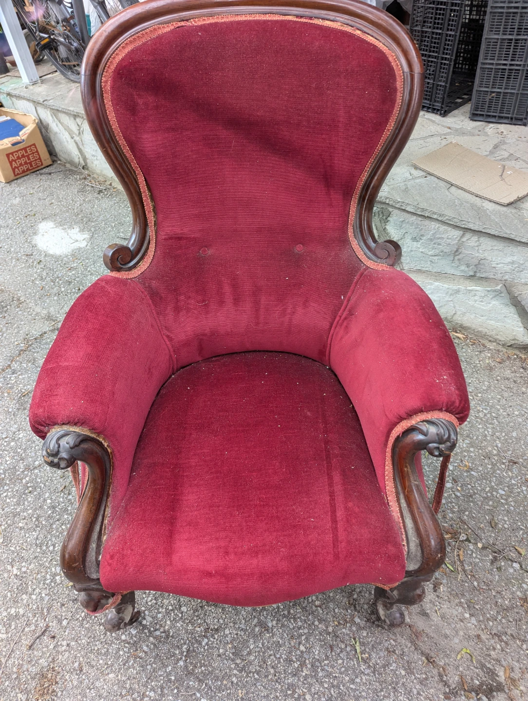 Antique Velvet Armchair