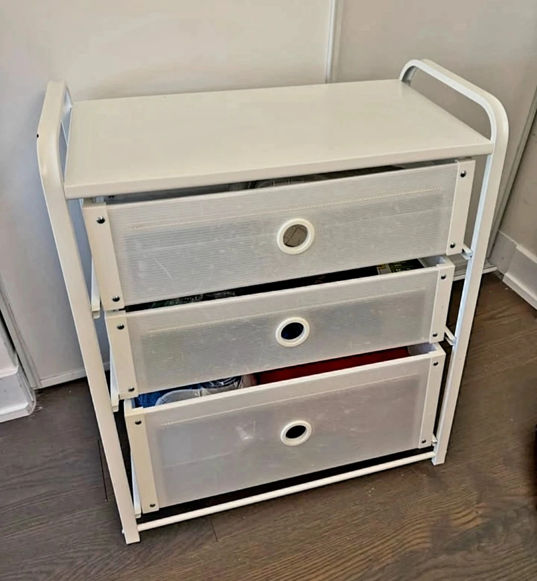 2 pieces White hite 3-Drawer Storage Unit