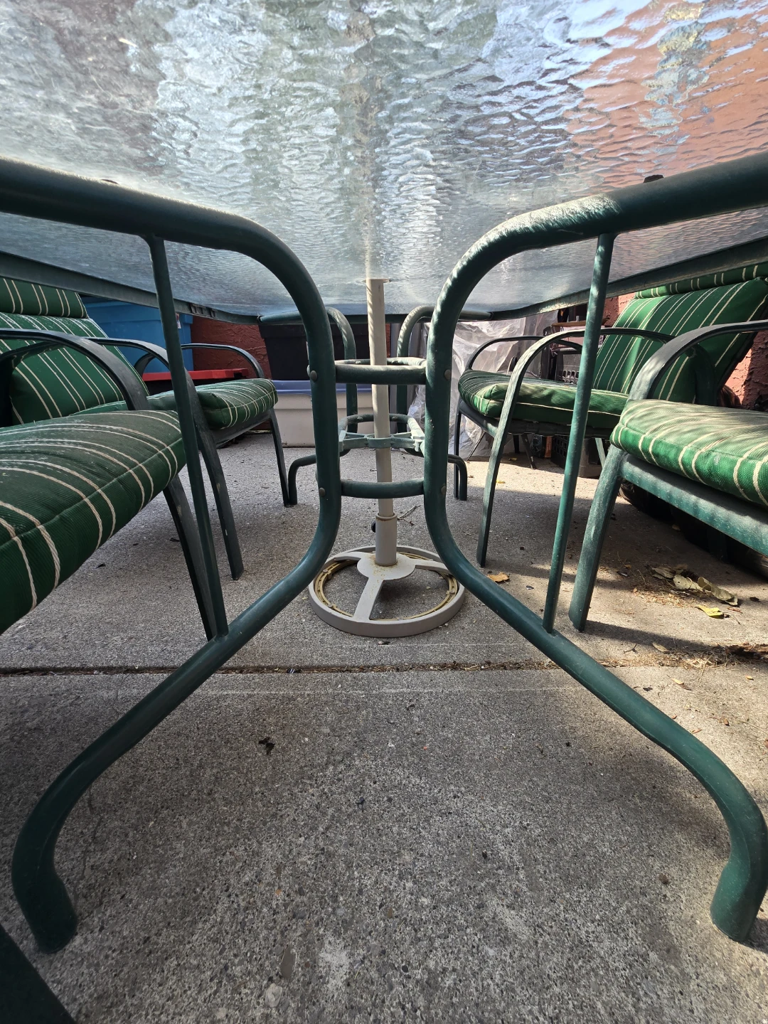 Patio glass table with 4 chairs and cushions - photo 5