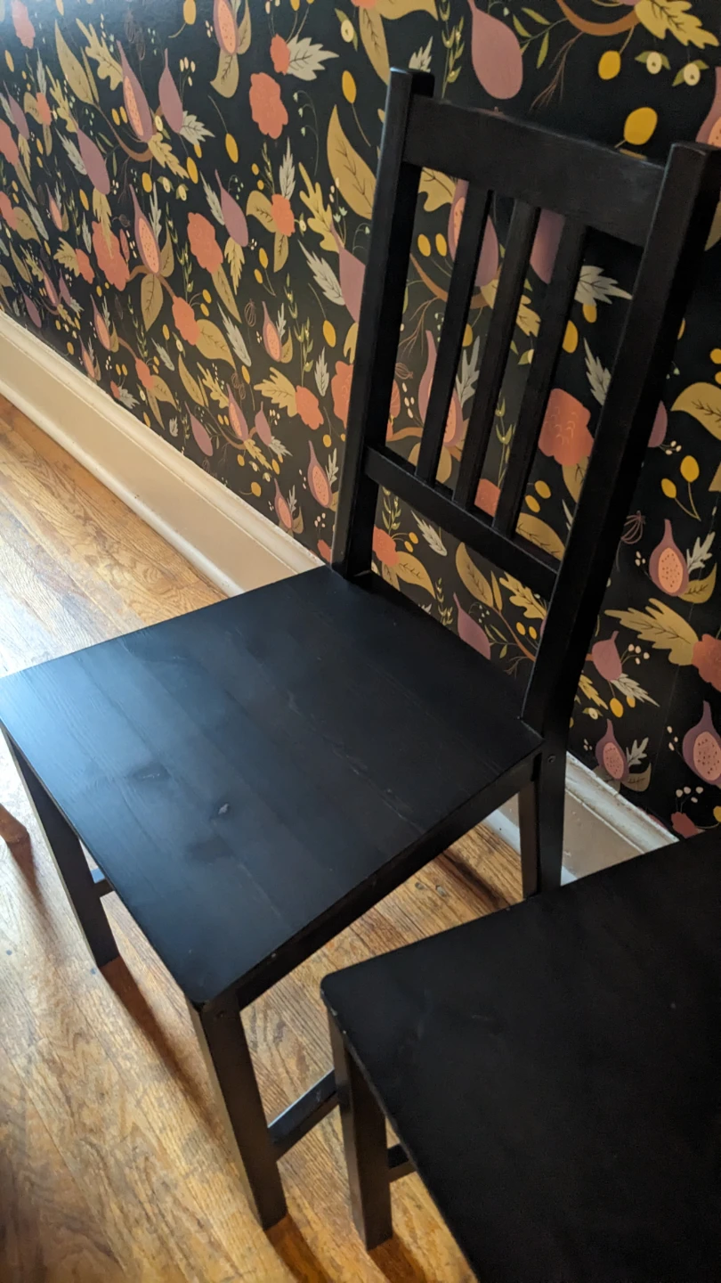 Set of 4 Stephan Ikea Black Wooden Dining Chairs - photo 4