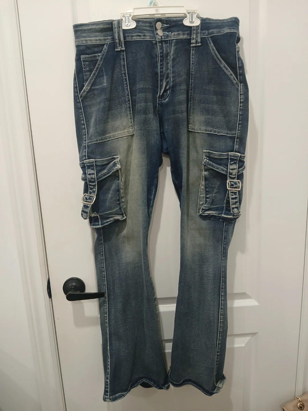 Blue Denim Cargo Jeans - photo 2